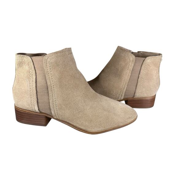 ALDO Beige Suede Chelsea Ankle Boots Women’s Size 10 Slip-On Stacked Heel - Picture 2 of 9